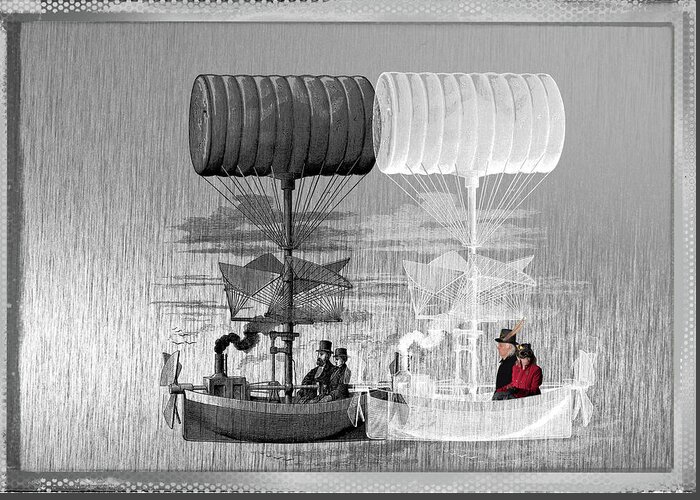 Steampunk Greeting Card featuring the photograph Directing Dirigibles by Jean Gill