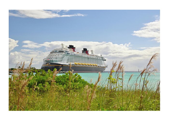The Bahamas Greeting Card featuring the photograph Disney Cruise Ship Fantasy Docked at Castaway Cay by Luke Moore