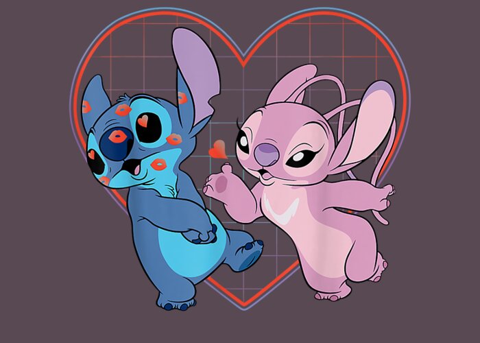 Disney Lilo and Stitch Angel Heart Kisses2 Greeting Card by Leesed Judy