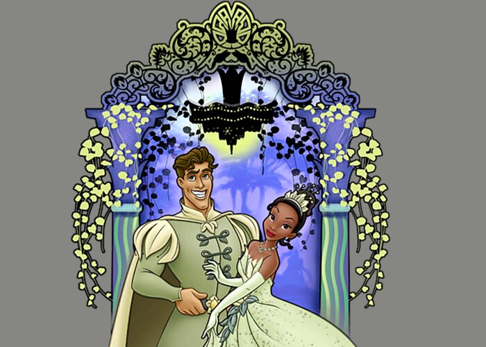 Disney Princess And The Frog Tiana And Naveen Greeting Card by Archil LucyA