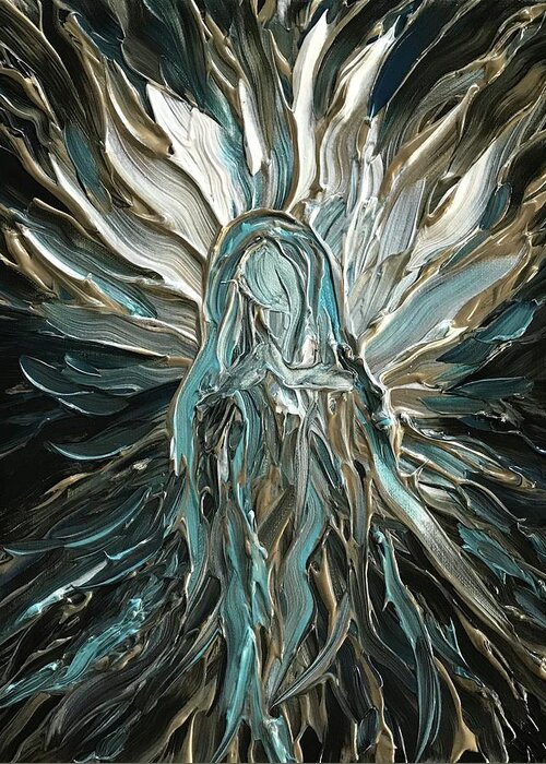 Abstract Greeting Card featuring the painting Divine Mother Silver by Michelle Pier
