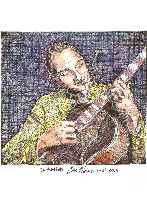 Django Greeting Card featuring the drawing Django by Eric Haines