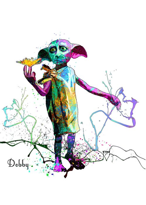 Watercolour Greeting Card featuring the mixed media Dobby by Miki De Goodaboom