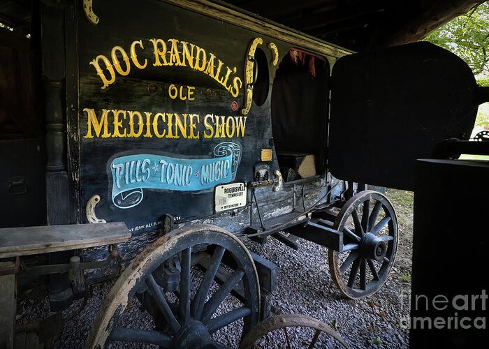 Carriage Greeting Card featuring the photograph Doc Randall's Ole Medicine Show carriage by Shelia Hunt