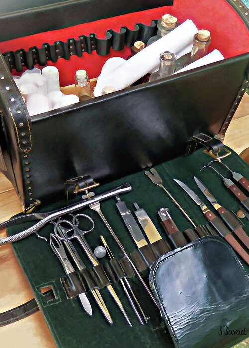 Civil War Greeting Card featuring the photograph Doctor - Civil War Medical Instruments by Susan Savad