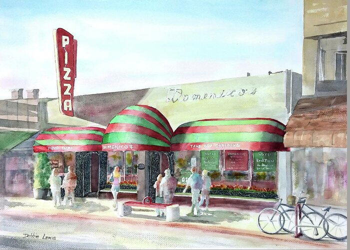 Domenico's Oldest Restaurant In Long Beach Greeting Card featuring the painting Domenicos in Long Beach by Debbie Lewis