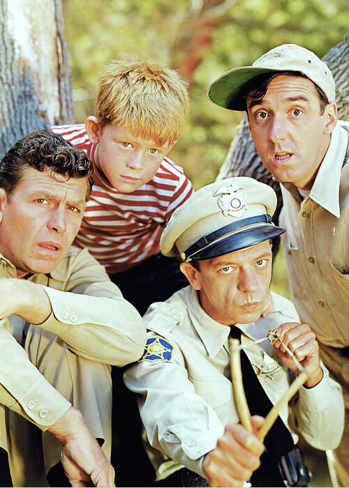 Andy Griffith Greeting Card featuring the photograph DON KNOTTS, RON HOWARD, ANDY GRIFFITH and JIM NABORS in THE ANDY GRIFFITH SHOW -1960-. by Album