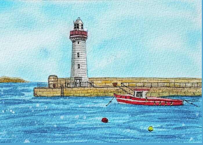 Donaghadee Greeting Card featuring the painting Donaghadee Harbour by Nigel R Bell