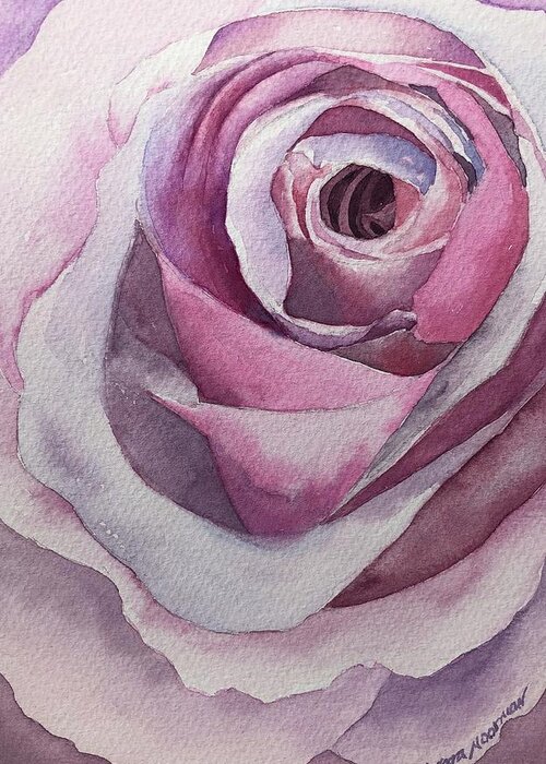 Pink Rose Greeting Card featuring the painting Dont Forget to Stop and Smell the Roses by Tara Moorman
