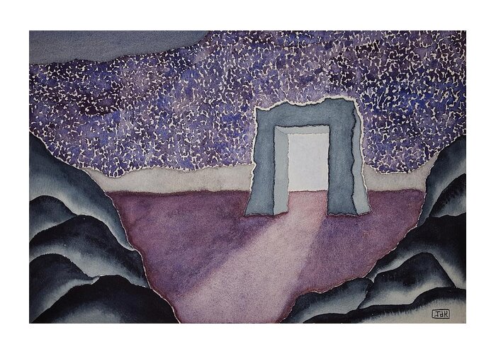 Watercolor Greeting Card featuring the painting Door of Lore by John Klobucher