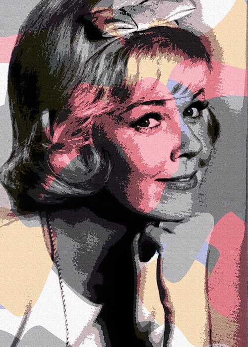 Doris Day Greeting Card featuring the mixed media Doris Day modernized portrait by Movie World Posters