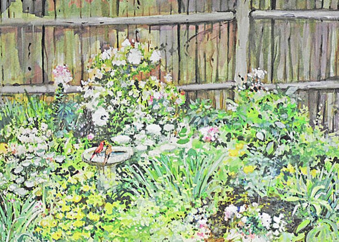 Paintings Greeting Card featuring the painting Dotties Garden by P Anthony Visco