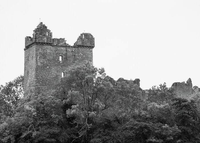 Architecture Greeting Card featuring the photograph Doune Castle BW by Christi Kraft