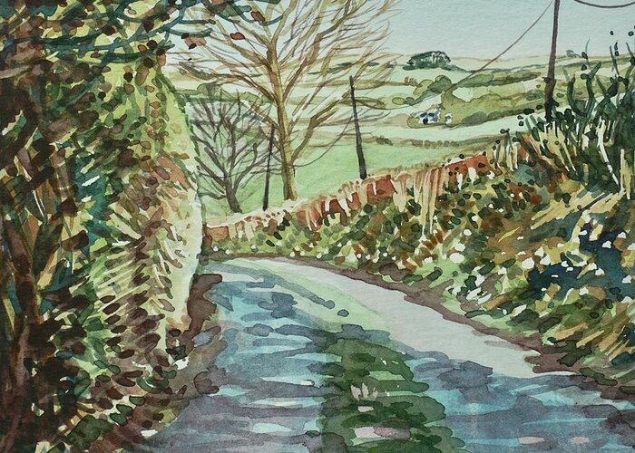 Landscape Greeting Card featuring the painting Down In the Dell by Luisa Millicent