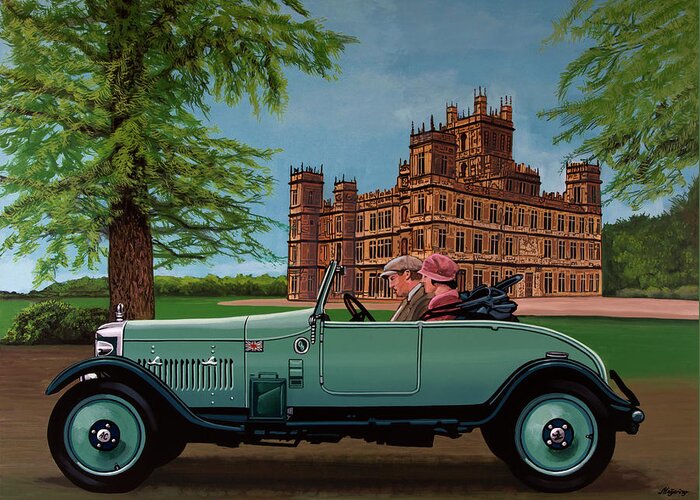 Painting Greeting Card featuring the painting Downton Abbey Painting 4 Highclere Castle by Paul Meijering