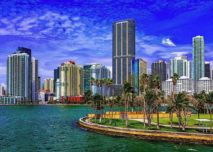 Downtown Miami Greeting Card featuring the digital art Downtown Miami by SnapHappy Photos