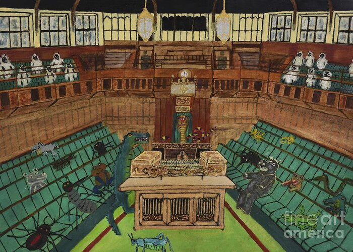 Parliament Greeting Card featuring the painting Drain the Swamp by David Westwood