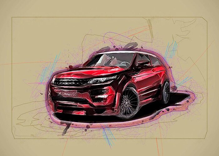 Drawing Land Rover Range Evoque Hamann Red Tuning Colorful