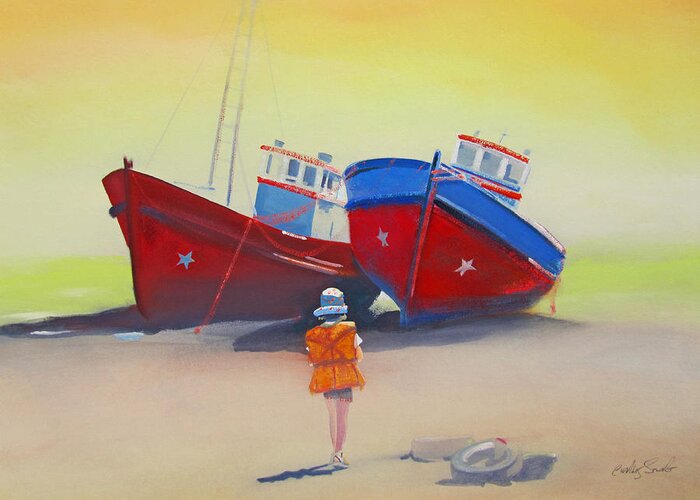 Surreal Greeting Card featuring the painting Dream Boats by Charles Stuart