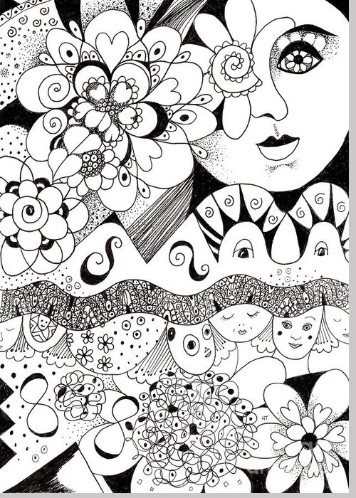 Dreaming By Helena Tiainen Greeting Card featuring the drawing Dreaming by Helena Tiainen