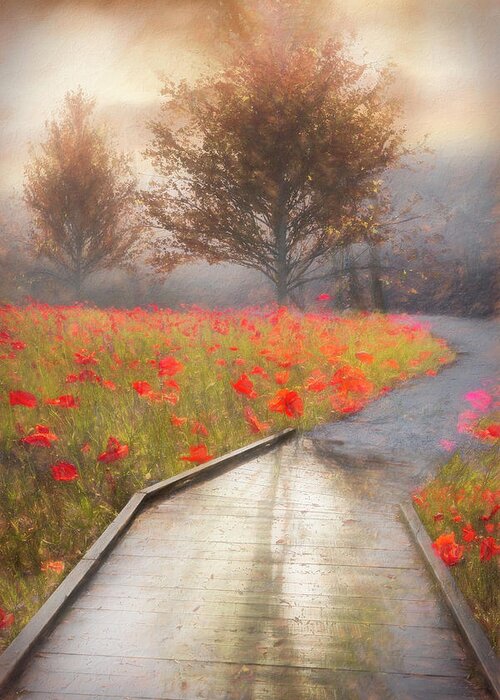 Carolina Greeting Card featuring the photograph Dreamy Walk in Poppies II Painting by Debra and Dave Vanderlaan