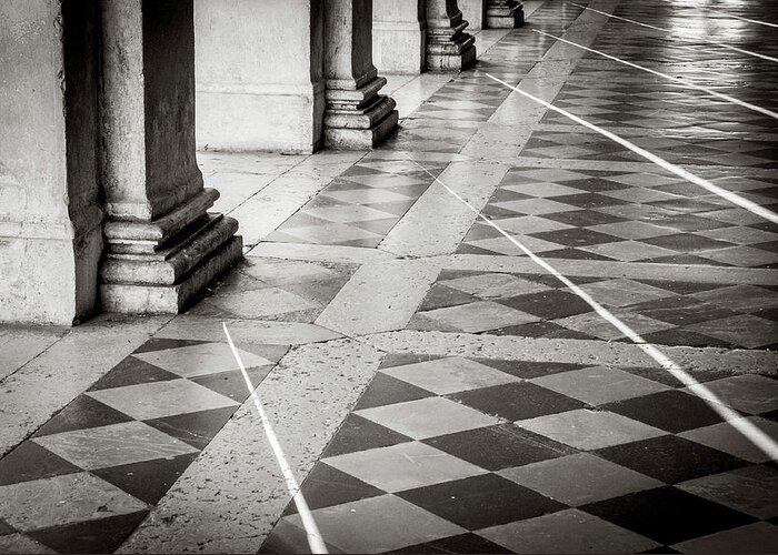 Fine Art Greeting Card featuring the photograph Dscf2252 - Play of light in St Mark Square, Venice by Marco Missiaja