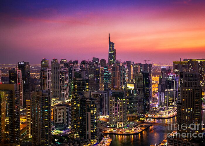 Gifts Skyscrapers Skyline Sunset Photography Dubai Poster Pictures Of Sunset Aerial View Printable Wall Art Downtown Cityscape