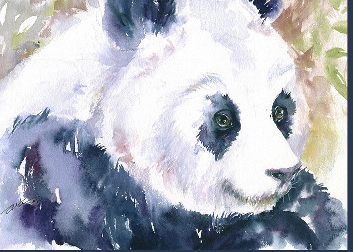 Panda Greeting Card featuring the painting Dudley by Arti Chauhan