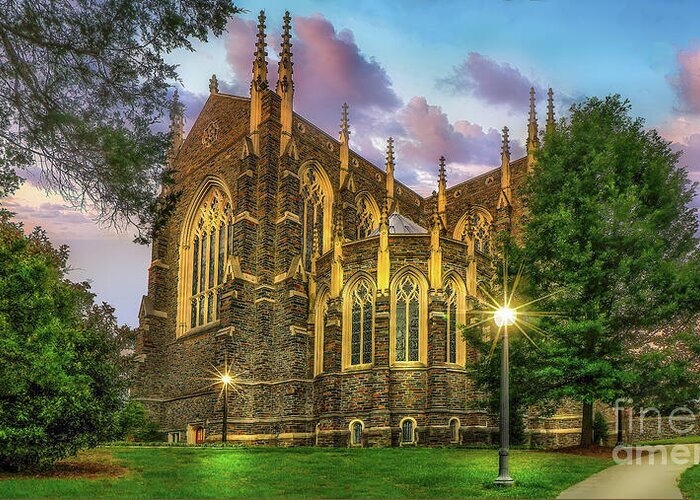 Duke Greeting Card featuring the photograph Duke Chapel at Durham by Shelia Hunt