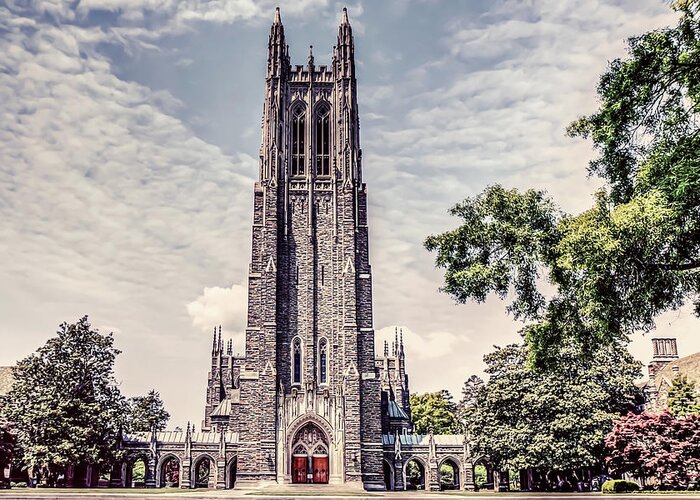 Durham Greeting Card featuring the photograph Duke Chapel with a Vintage Feel by Kadwell Enz