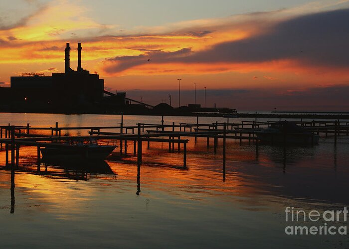 Dunkirk Ny City Pier Greeting Card featuring the photograph Dunkirk NY Gold by fototaker Tony