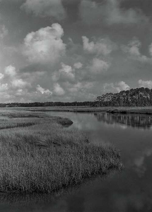 Clouds Greeting Card featuring the photograph Dutton Island Marsh, 2005 by John Simmons