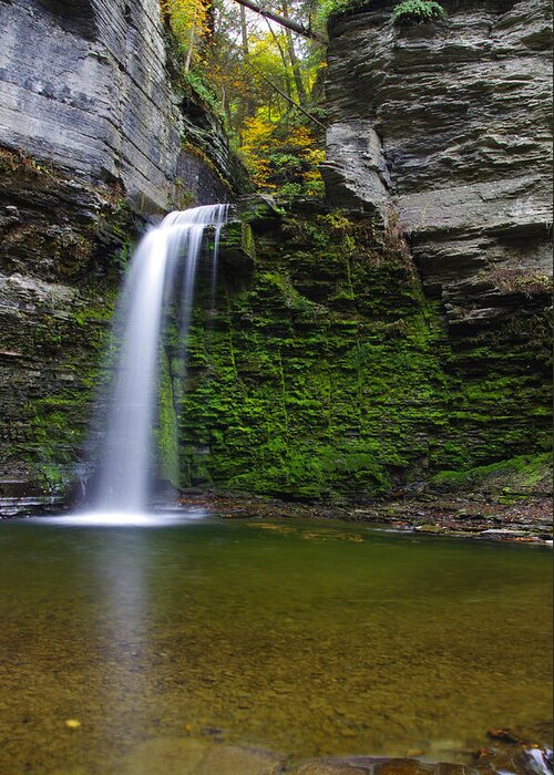 Water Falls Greeting Card featuring the photograph Eagle Cliff Falls - Watkins Glen, New York by Kenneth Lane Smith