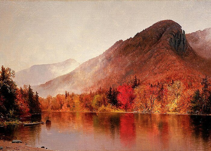 Eagle Cliff Greeting Card featuring the painting Eagle Cliff Franconia Notch by Artistic Rifki
