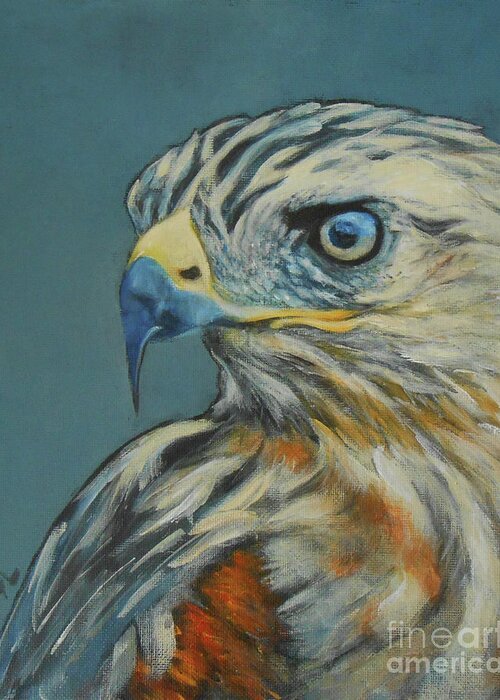 Eagle No Fear Greeting Card featuring the painting Eagle - No Fear by Jane See