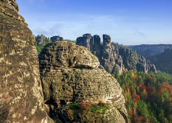 Saxon Switzerland Greeting Card featuring the photograph Early morning on Neurathen Castle by Sun Travels