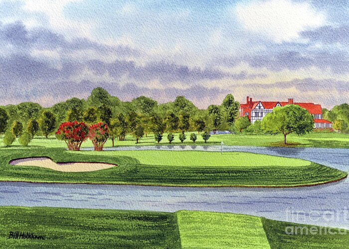 East Lake Golf Couse Greeting Card featuring the painting East Lake Golf Course Atlanta GA 15th Hole by Bill Holkham