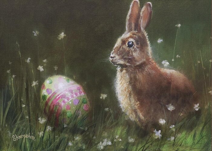 ; Easter Bunny Greeting Card featuring the painting Easter Bunny by Tom Shropshire