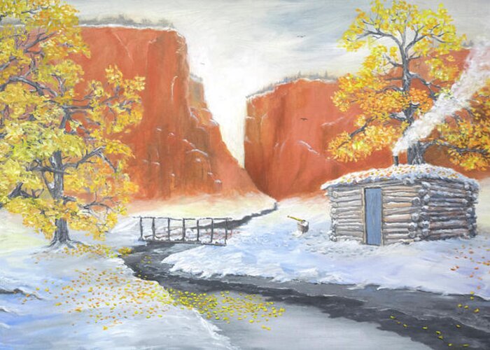 Hogan Greeting Card featuring the painting Echoes in the Canyon by Jerry McElroy
