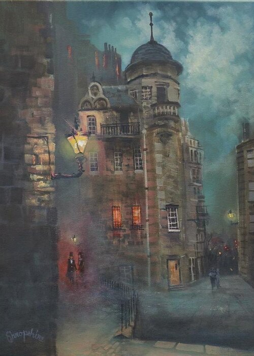 Edinburgh Greeting Card featuring the painting Edinbrough Writers Museum by Tom Shropshire
