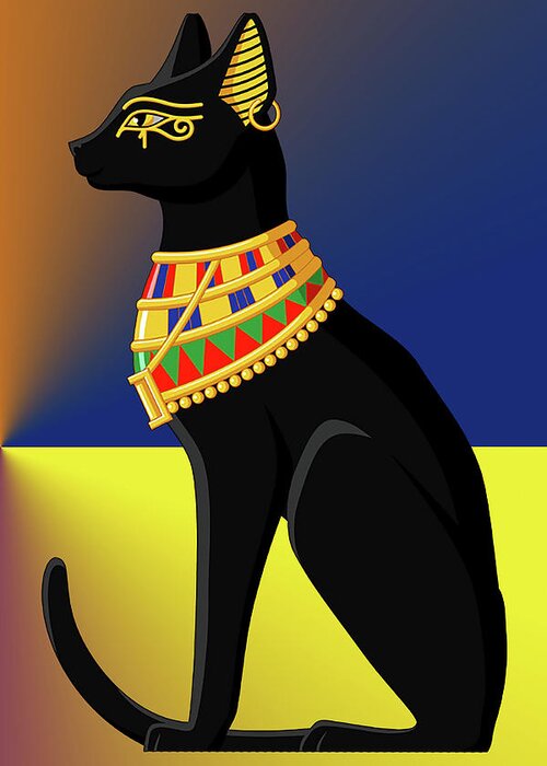 Staley Greeting Card featuring the digital art Egyptian Cat 1 by Chuck Staley