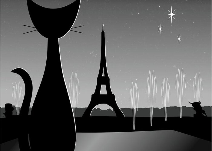 Eiffel Tower Greeting Card featuring the digital art Eiffel Tower by Donna Mibus