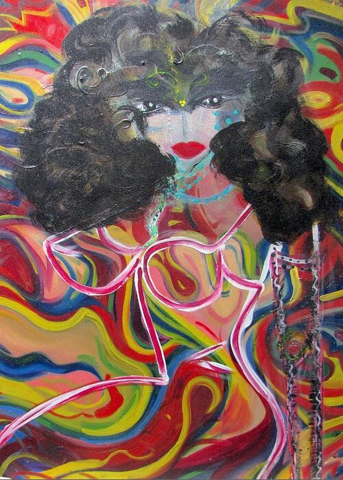 Psychedelic Greeting Card featuring the painting Electric Lady by Leslie Porter