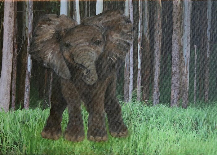 Art Greeting Card featuring the painting Elephant by Tammy Pool