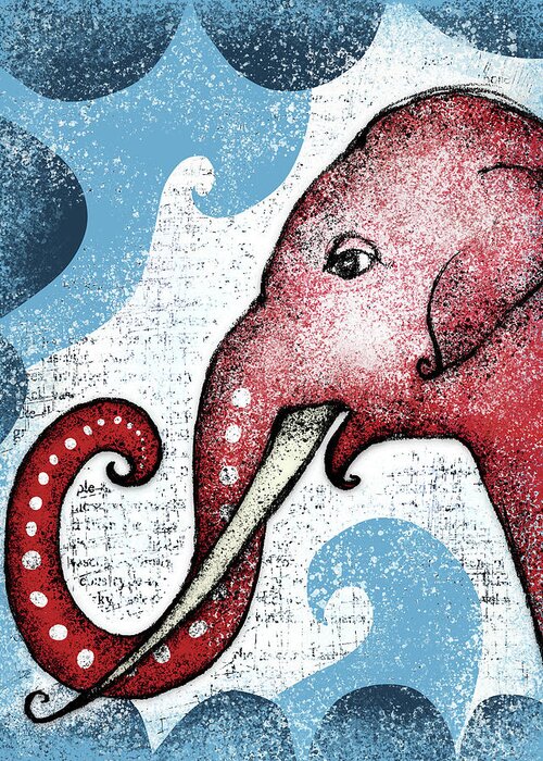 Elephant Greeting Card featuring the digital art Elephant Would Like A Word by Flo Karp
