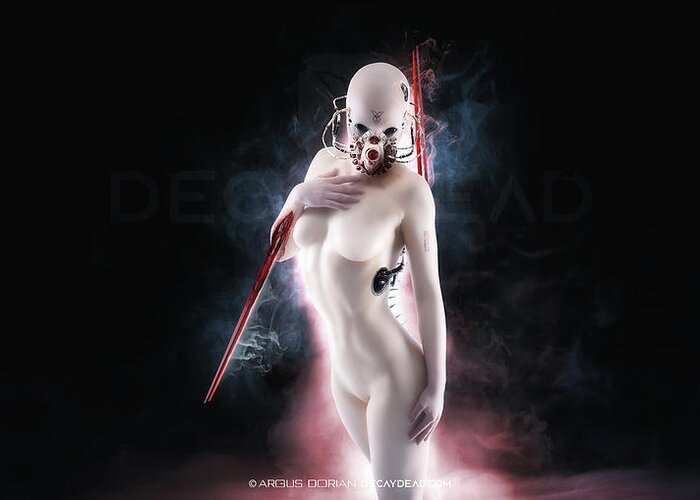 Argus Dorian Greeting Card featuring the digital art Elina the first Hybrid Assassin v2 by Argus Dorian