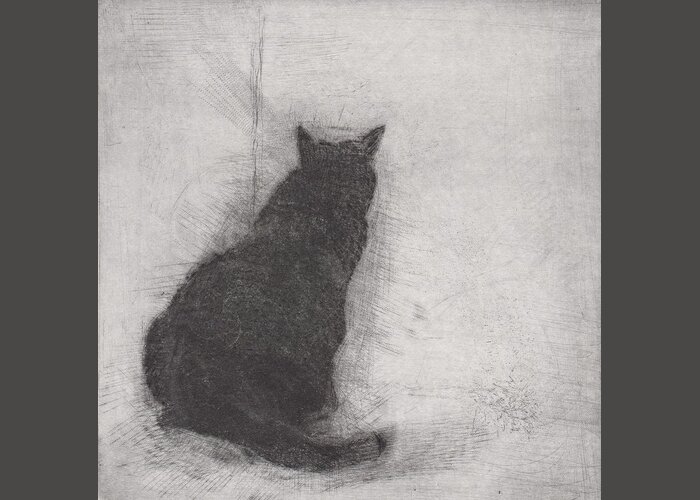 Cat Greeting Card featuring the drawing Ellen Peabody Endicott - etching by David Ladmore