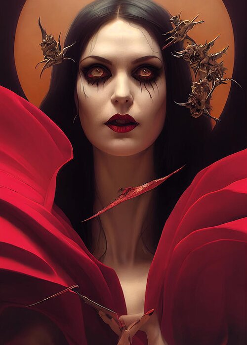 Elvira Mistress Of The Dark Halloween Scene Solo Red Color Illustration ...