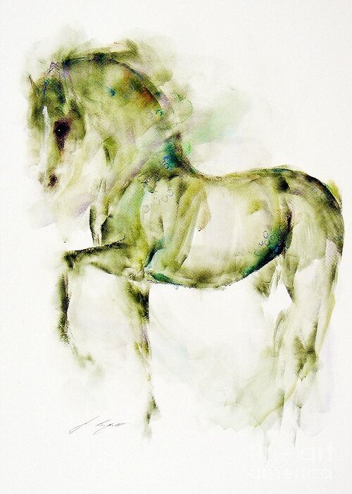 Equestrian Painting Greeting Card featuring the painting Emerald by Janette Lockett