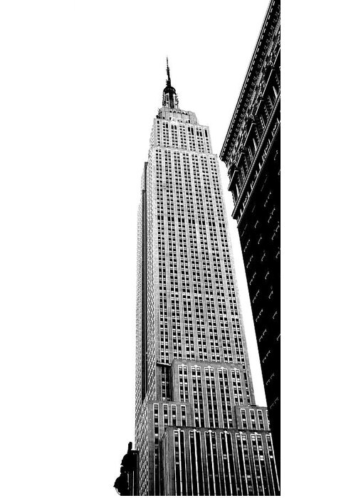 Empire State Building Greeting Card featuring the photograph Empire State Building in Black and White by Angie Tirado